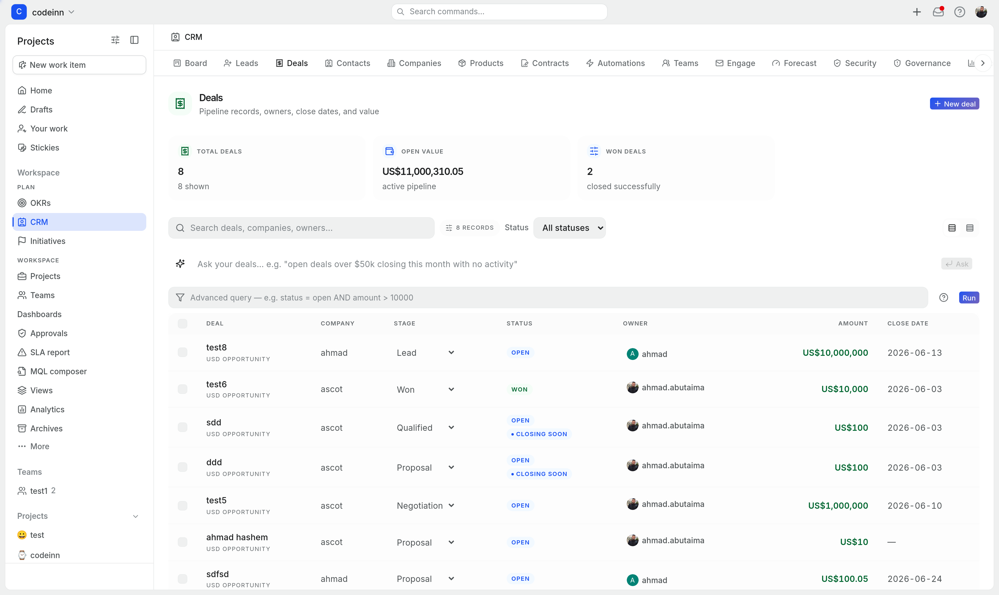 CRM deals
