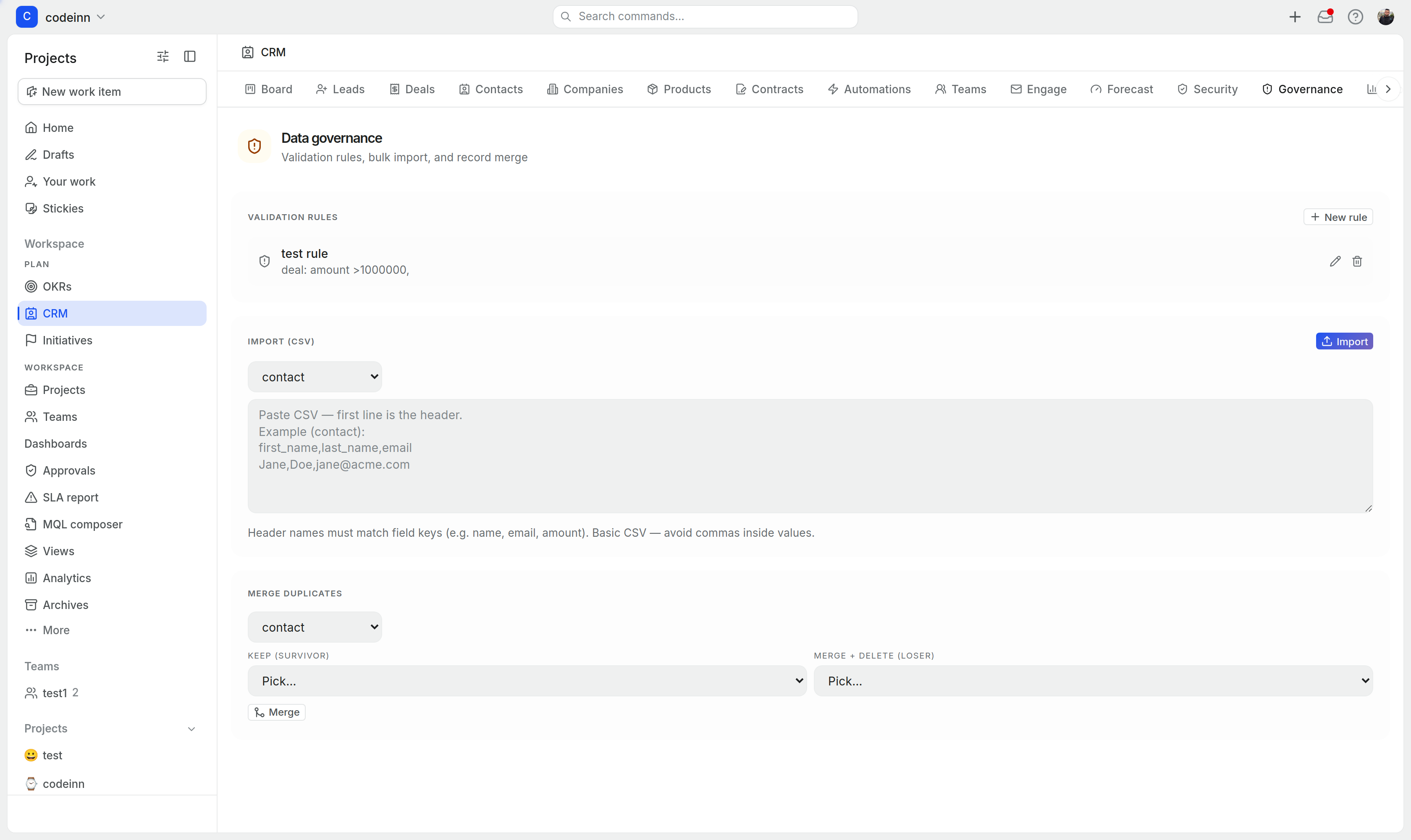 CRM data governance